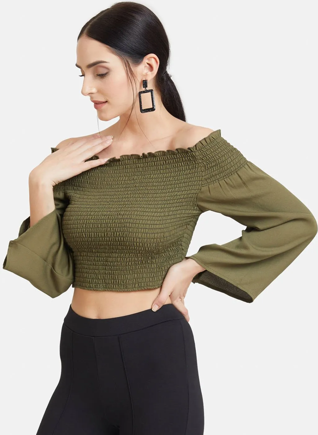 Smocked Off Shoulder Top