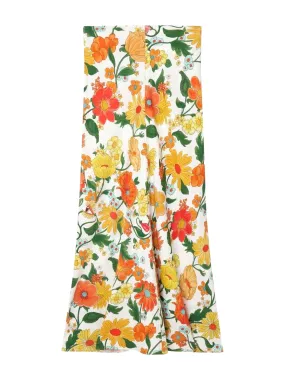 Stella McCartney Flora Midi Skirt in Multi Orange