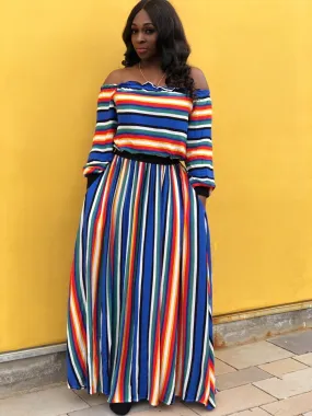 Striped Off Shoulder Set