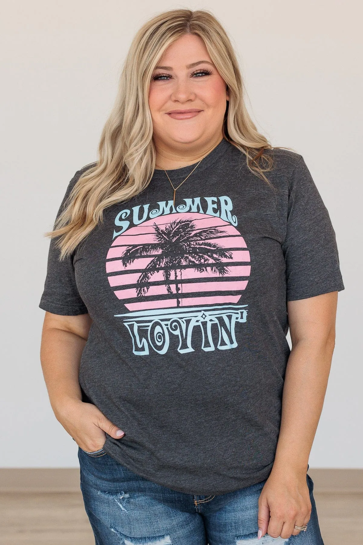 Summer Lovin Graphic Tee- Dark Charcoal