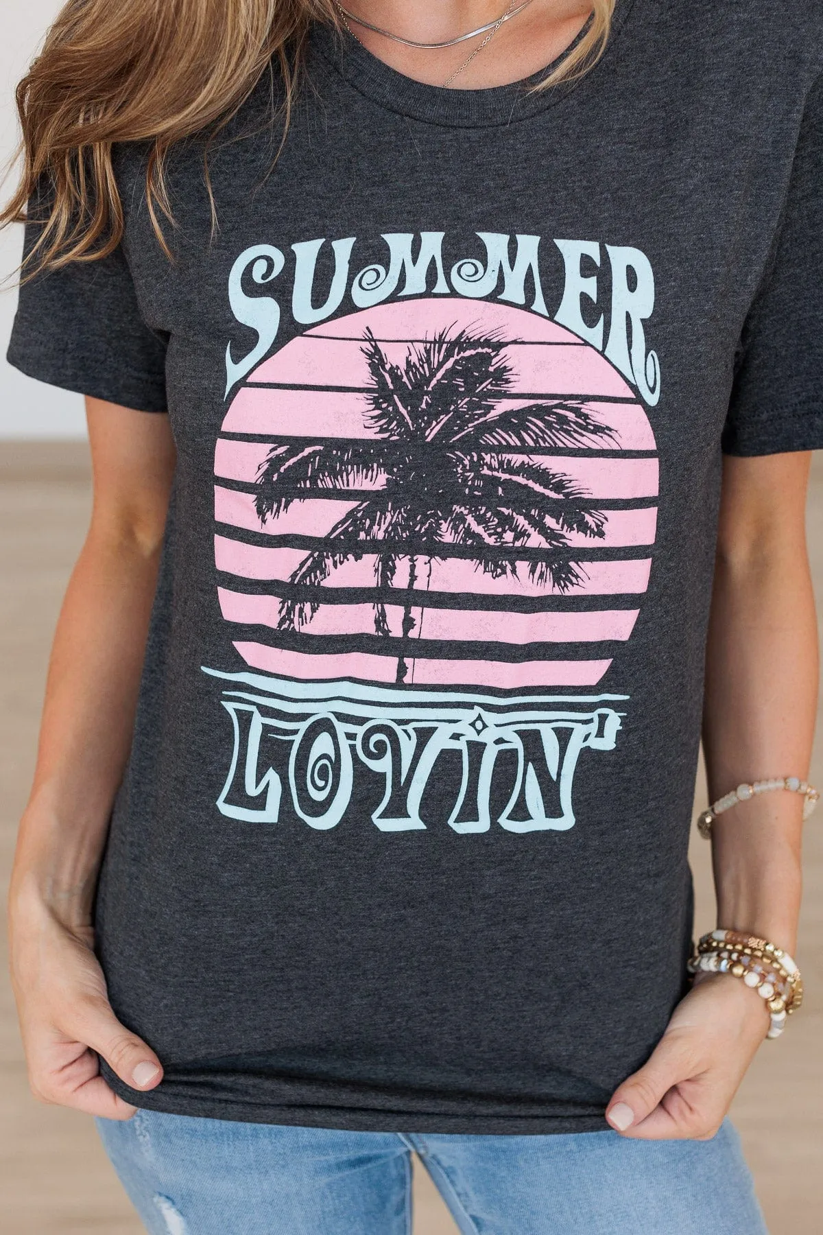 Summer Lovin Graphic Tee- Dark Charcoal