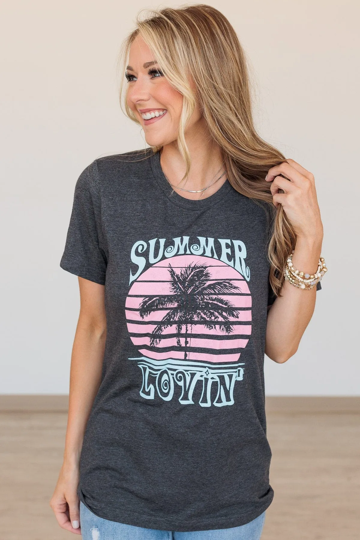 Summer Lovin Graphic Tee- Dark Charcoal