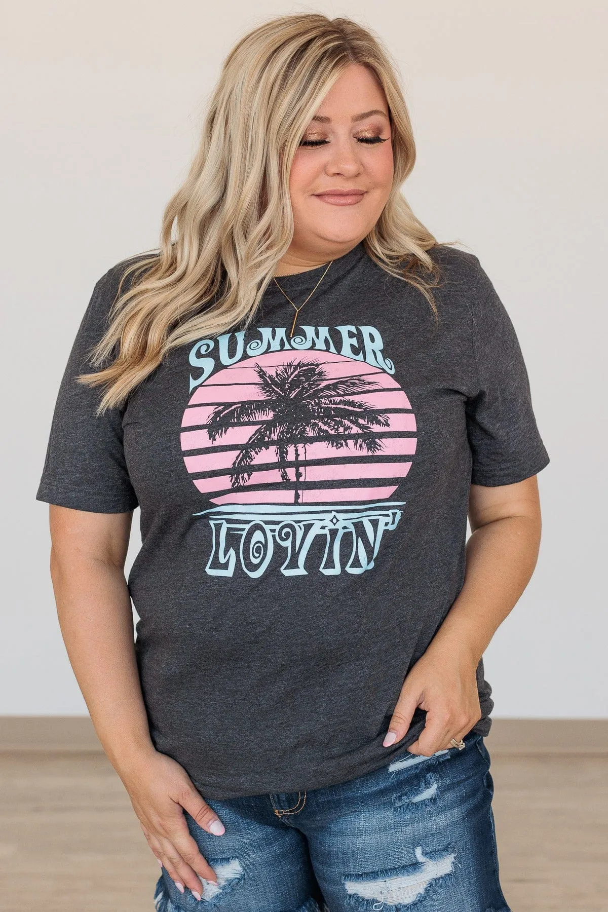 Summer Lovin Graphic Tee- Dark Charcoal