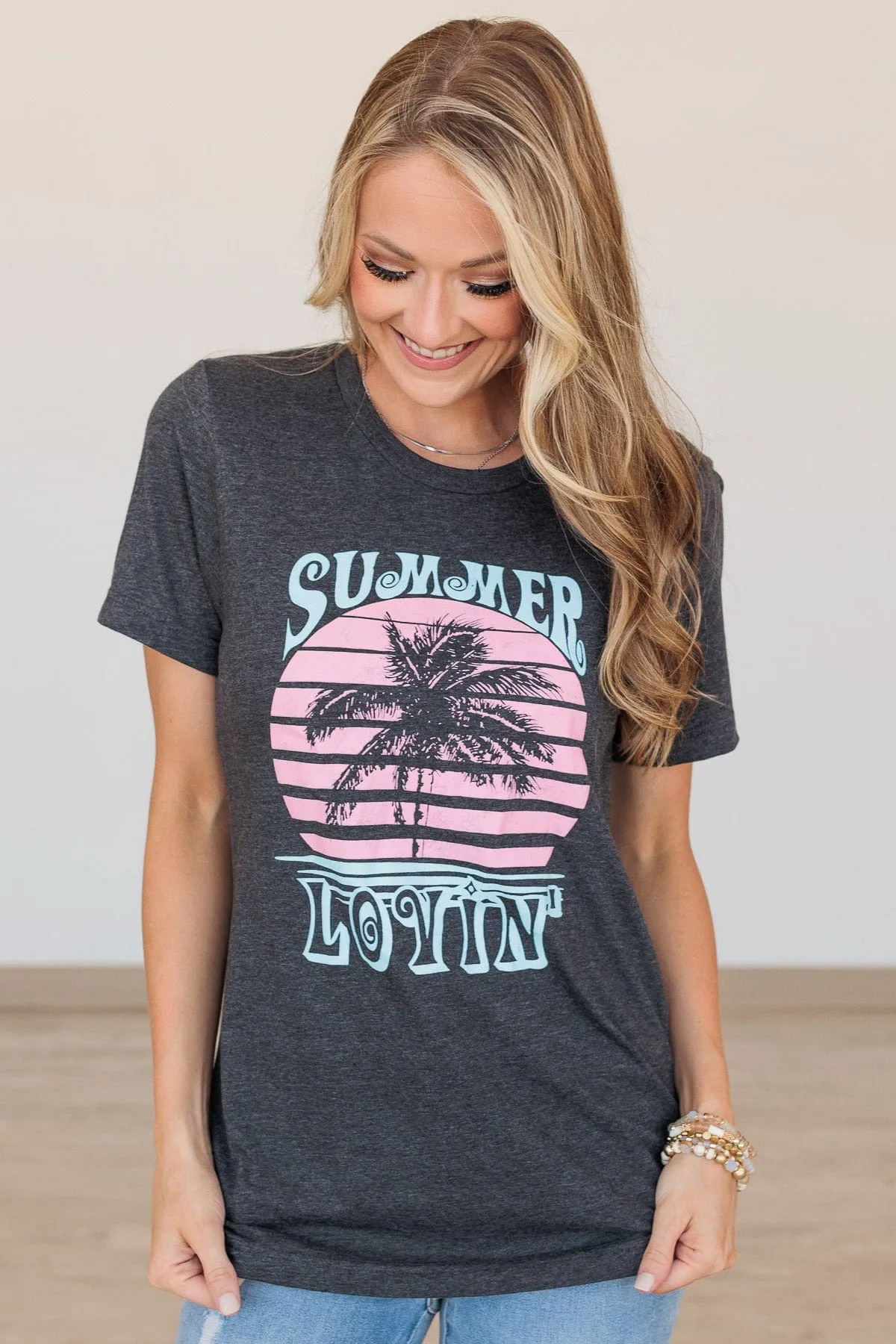 Summer Lovin Graphic Tee- Dark Charcoal