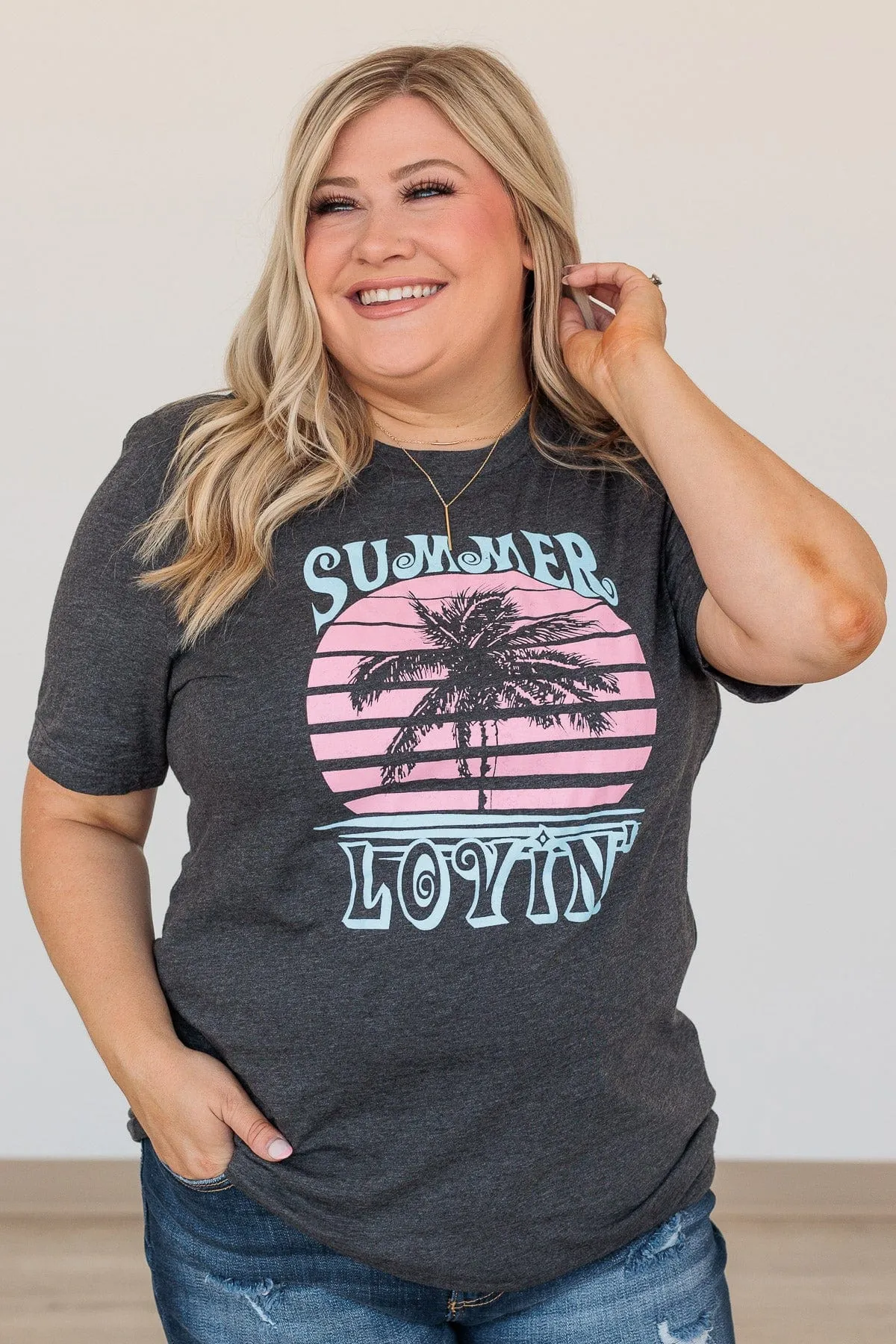 Summer Lovin Graphic Tee- Dark Charcoal