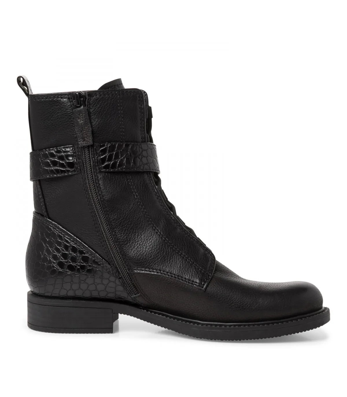 Tamaris Army Boot in Black Leather