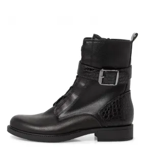 Tamaris Army Boot in Black Leather