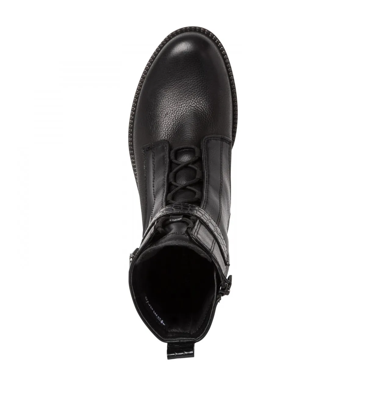 Tamaris Army Boot in Black Leather