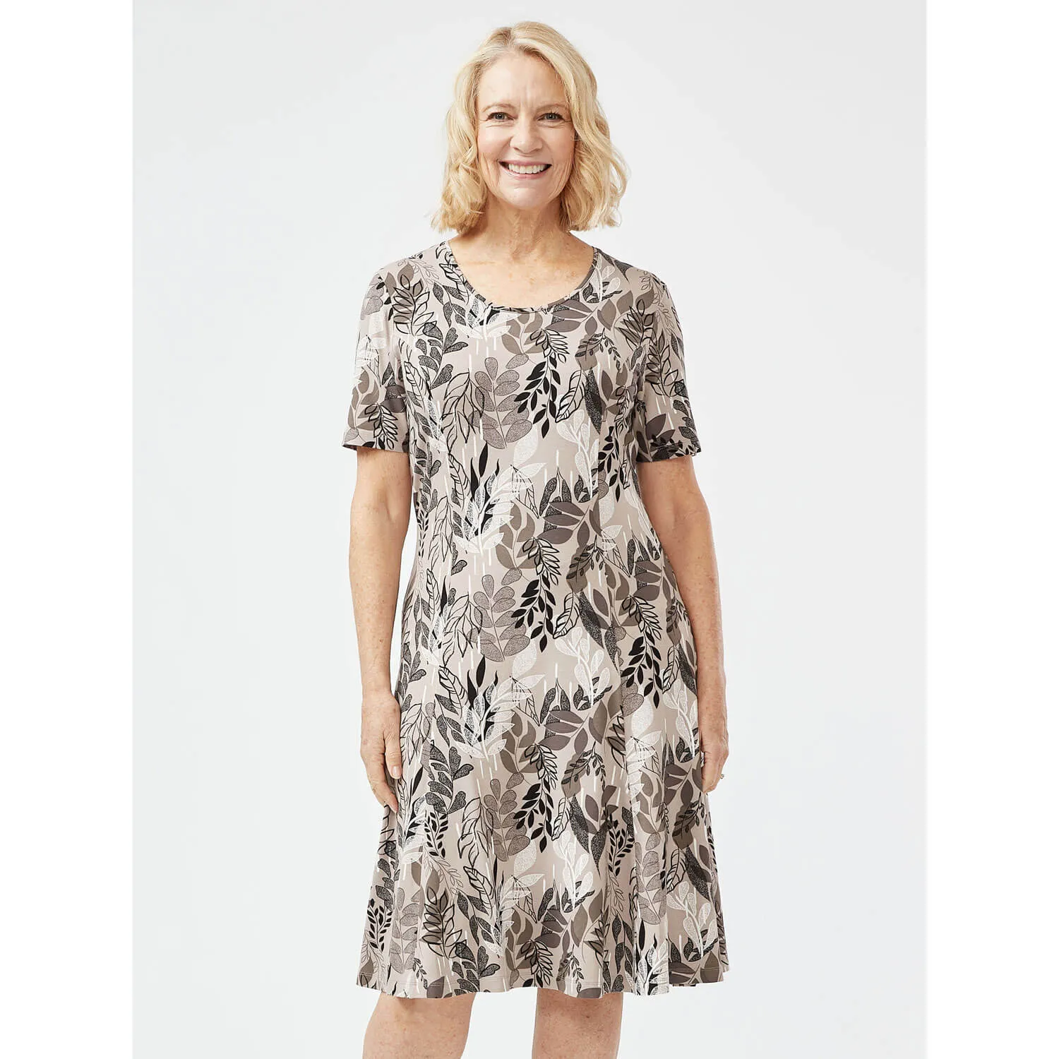 Varid Leaf All Over Print Dress