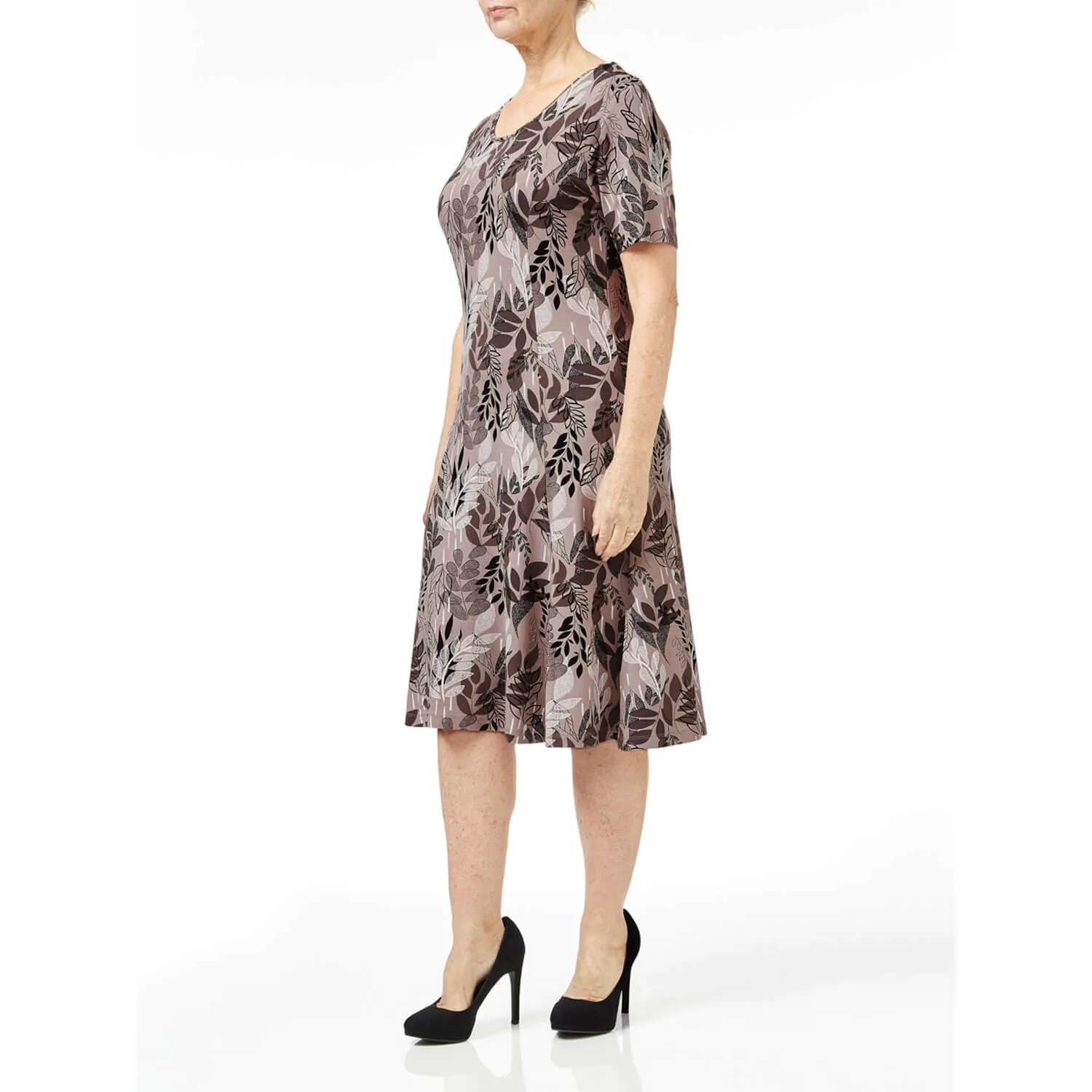 Varid Leaf All Over Print Dress