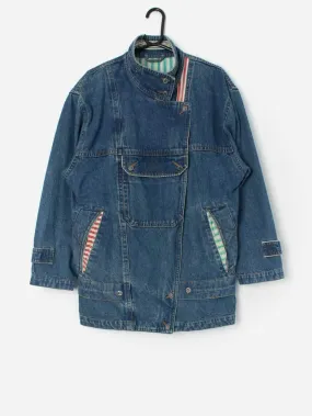 Vintage Betty Barclay denim jacket in  blue with stripe details and front pocket – Large