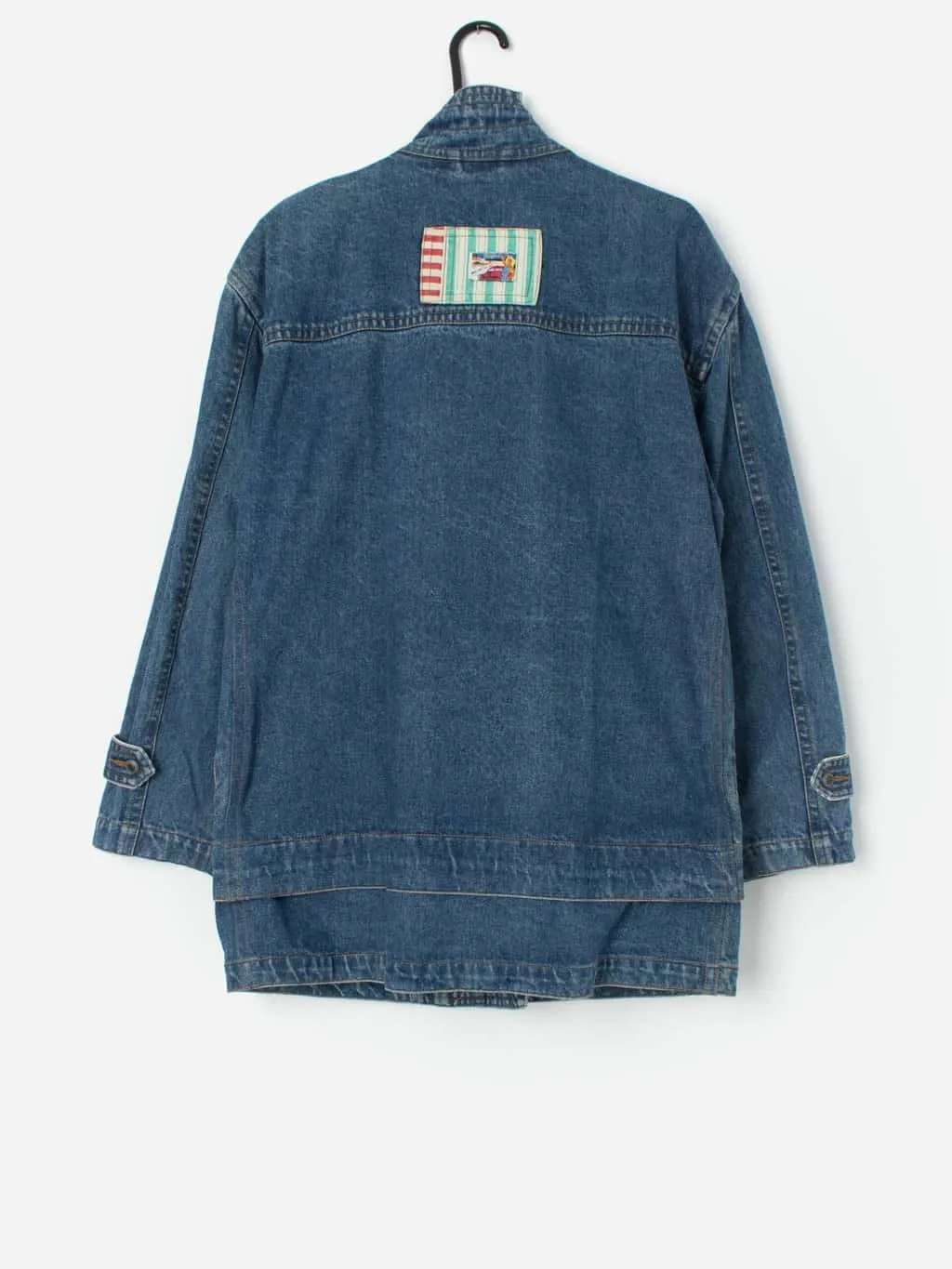 Vintage Betty Barclay denim jacket in  blue with stripe details and front pocket – Large