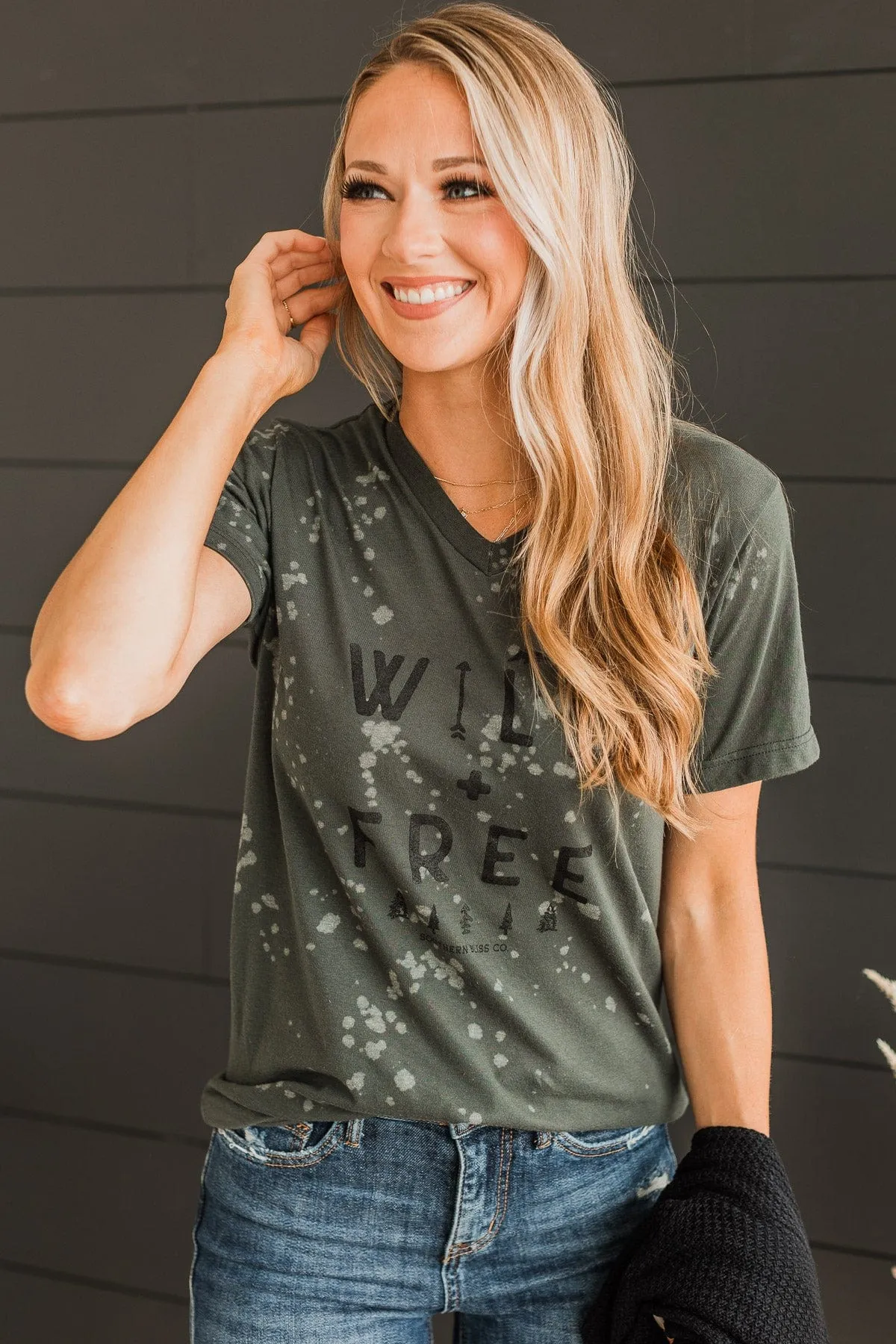 Wild + Free Graphic Tee- Charcoal