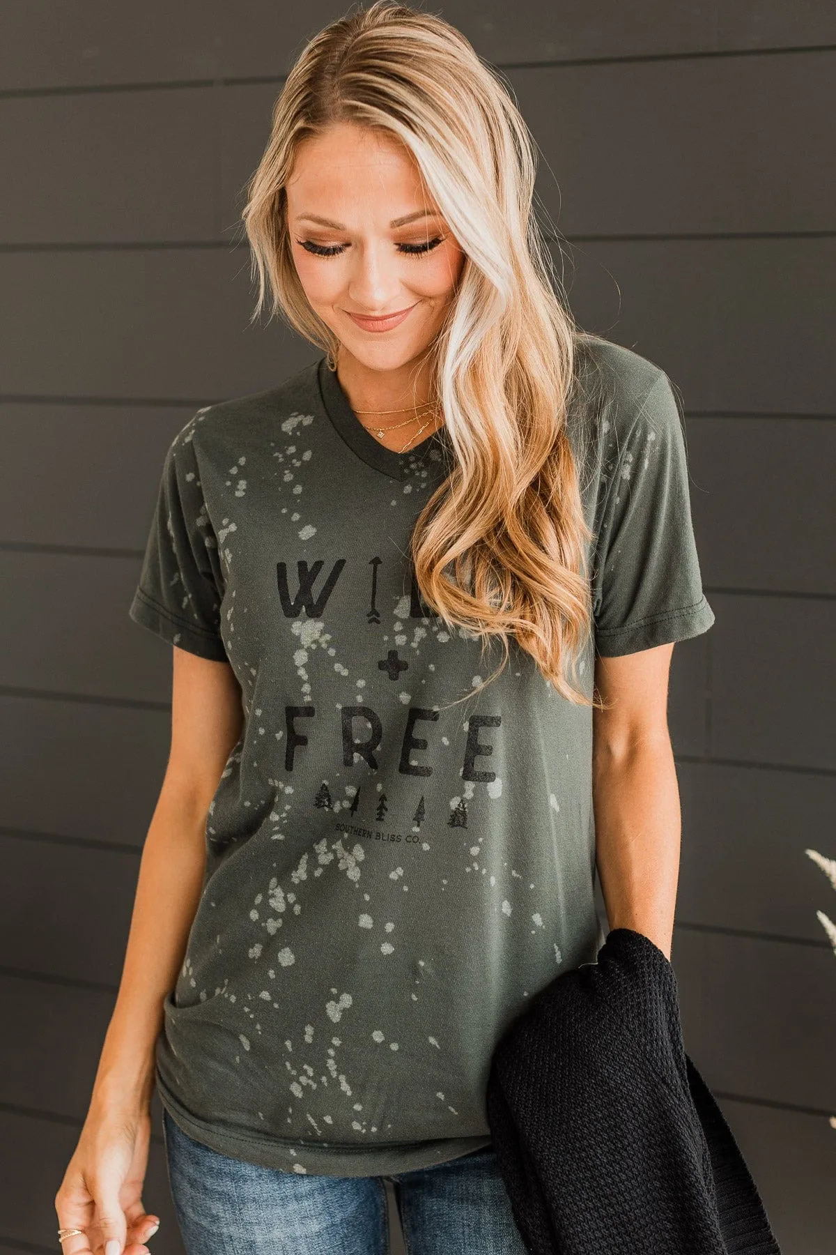 Wild + Free Graphic Tee- Charcoal