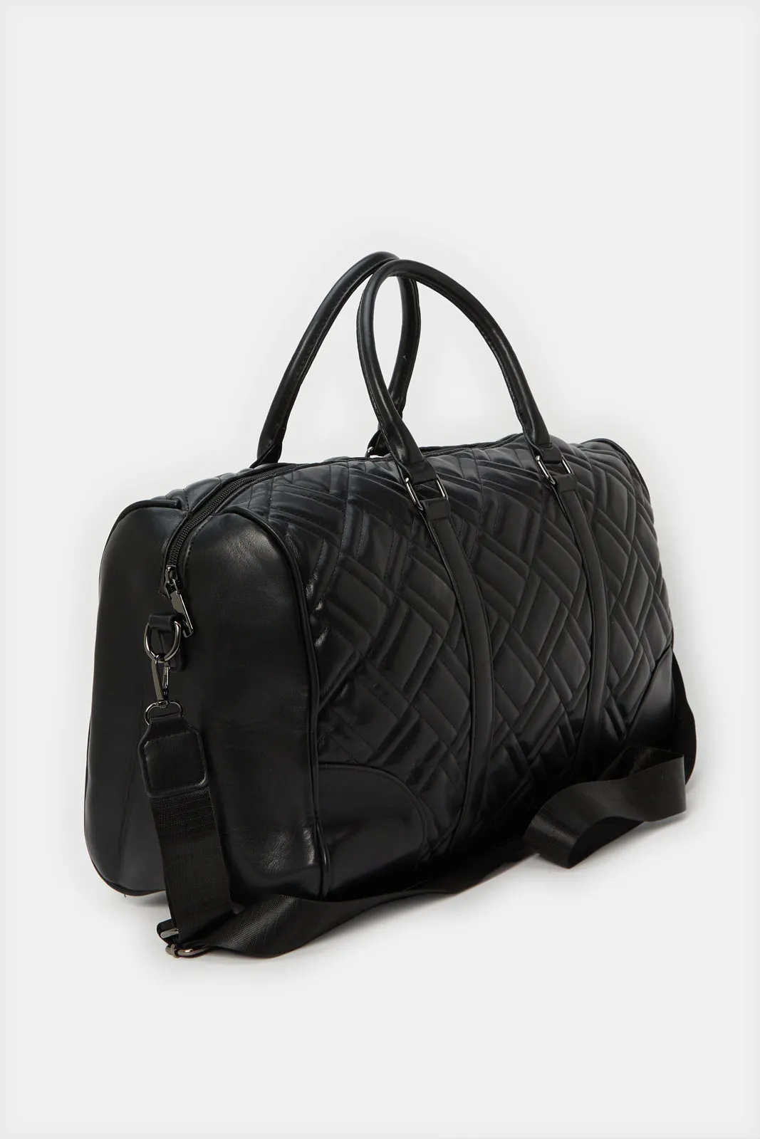 Women Black Textured Hold All Bag