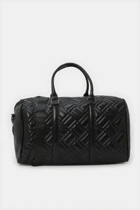 Women Black Textured Hold All Bag