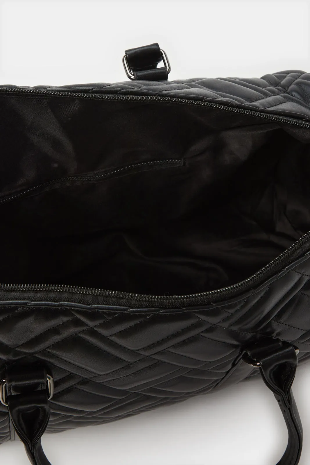 Women Black Textured Hold All Bag