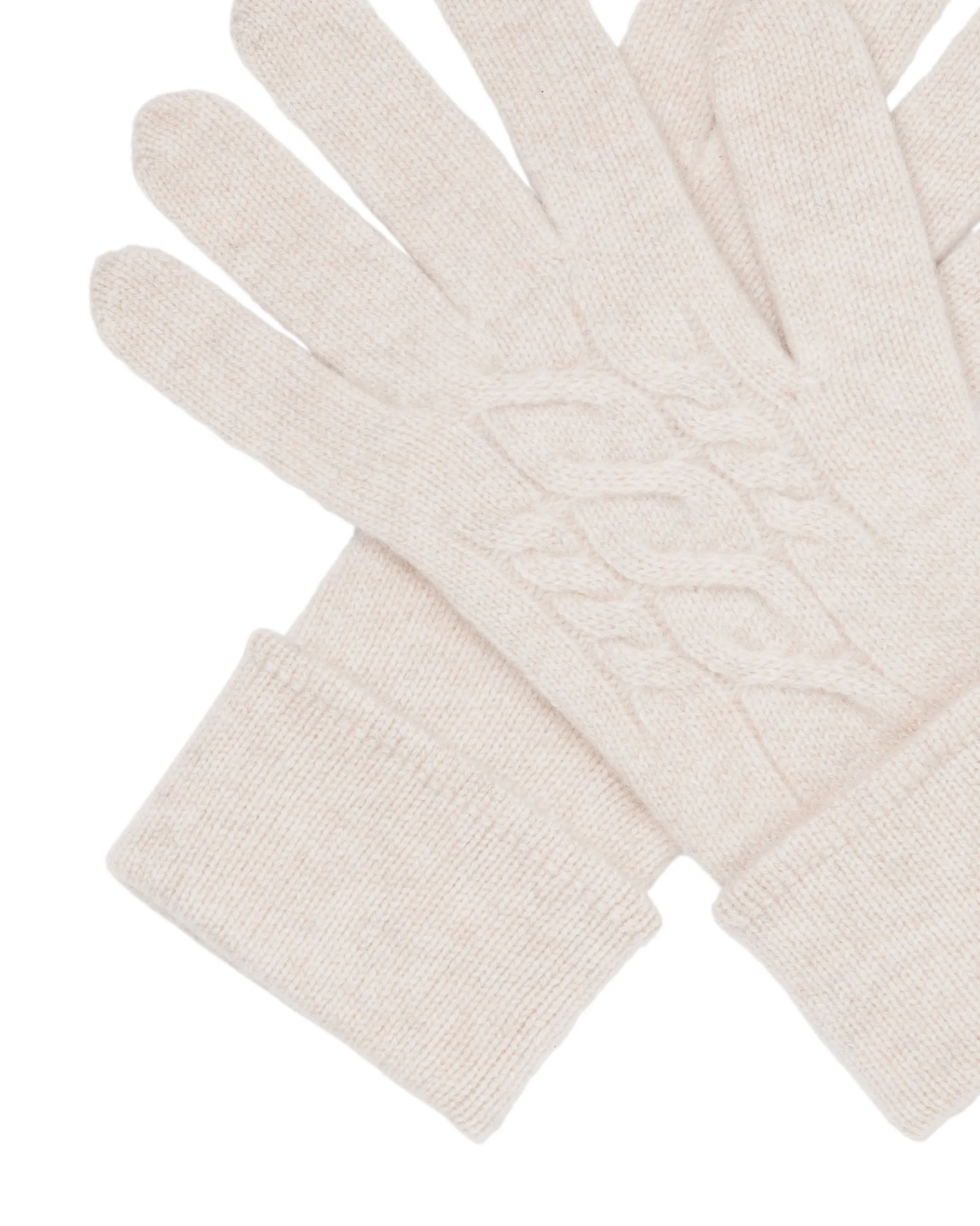 Women's Cable Cashmere Gloves Heather Beige Brown