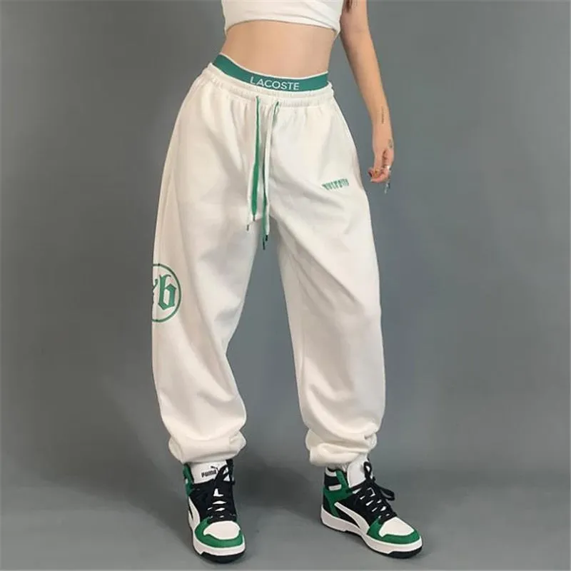 Women's Casual Elastic Waist Hip Hop Loose Mid-Waist Streetwear Pants