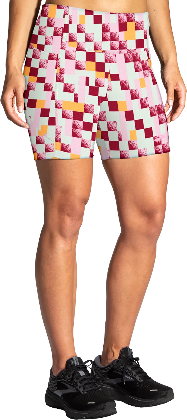 Women's Moment 5 Running Short Tight (128 - Pace Check Print)