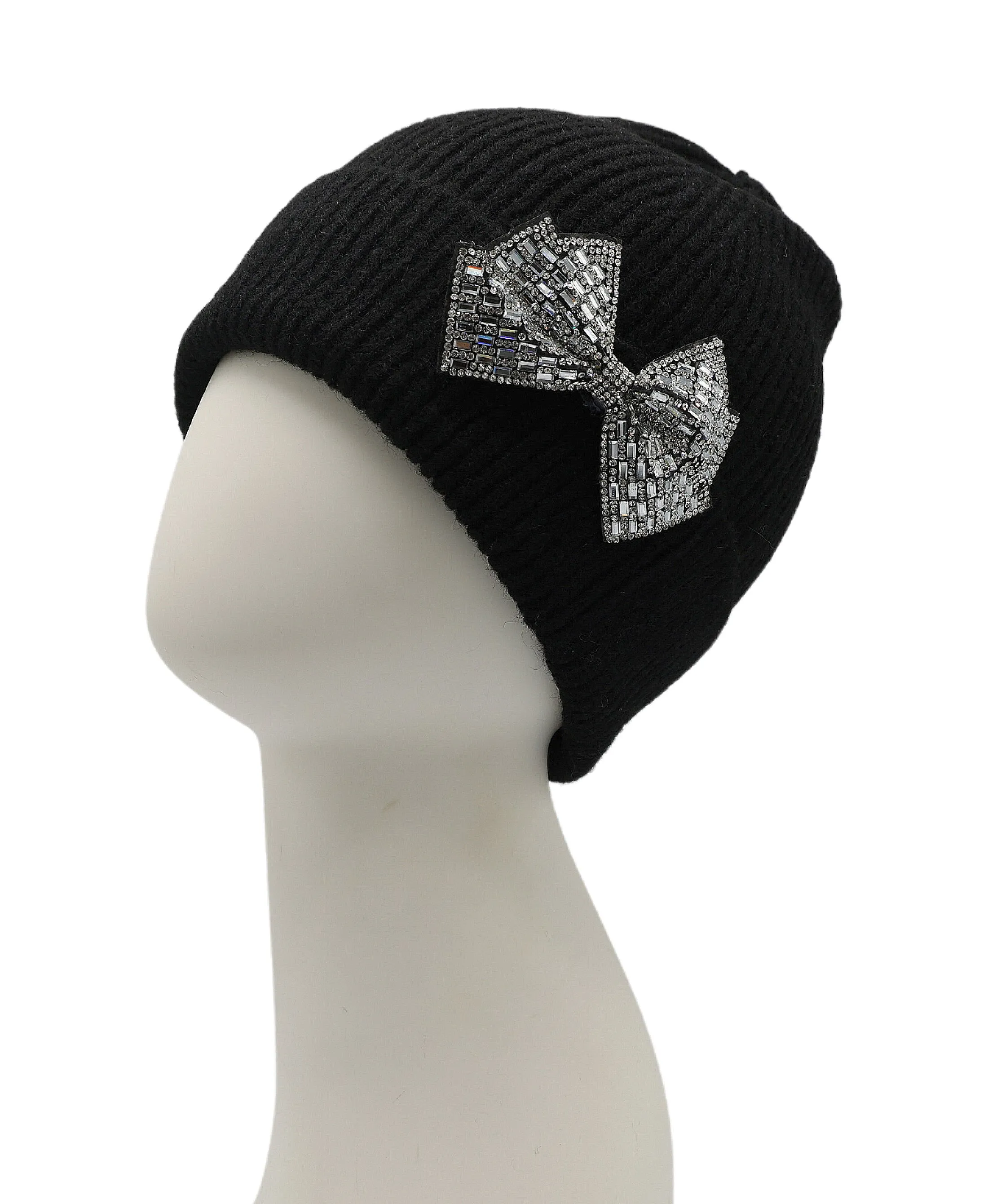 Wool Hat w/ Rhinestone Bow